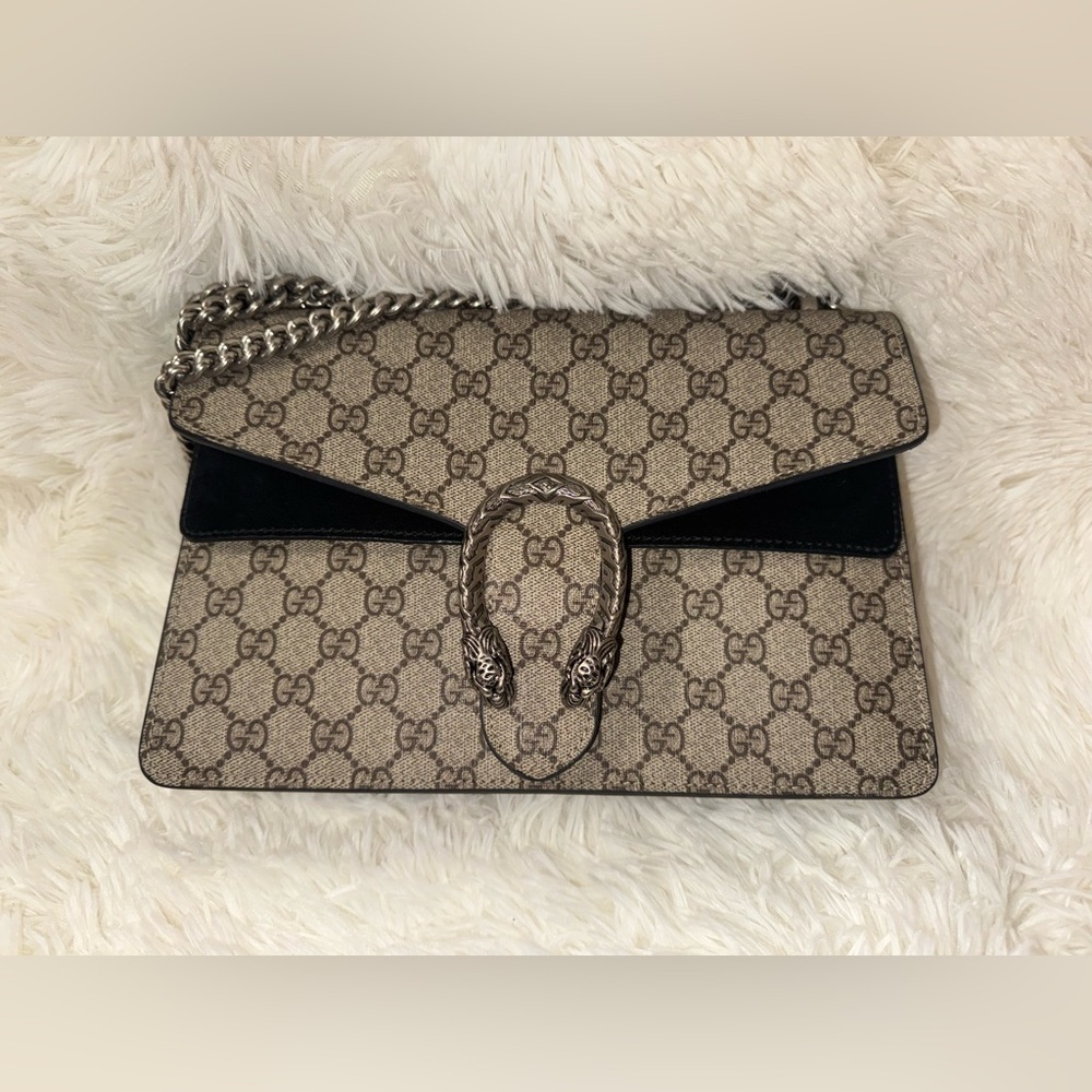 AUTHENTIC GUCCI Supreme dionysus medium black suede shoulder bag